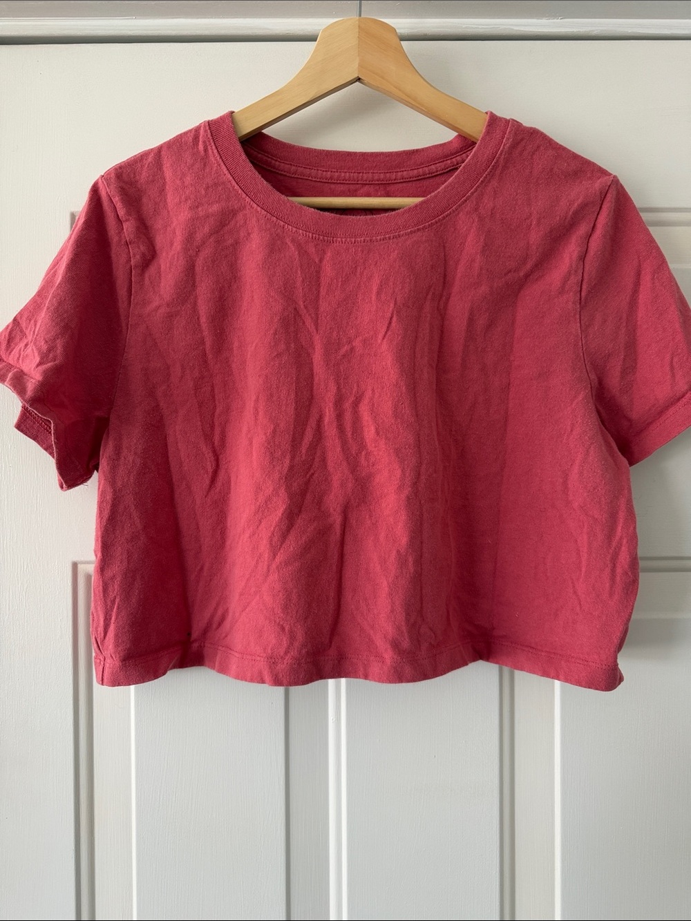 Urban Outfitters Boxy Crewneck Crop Top - Rose